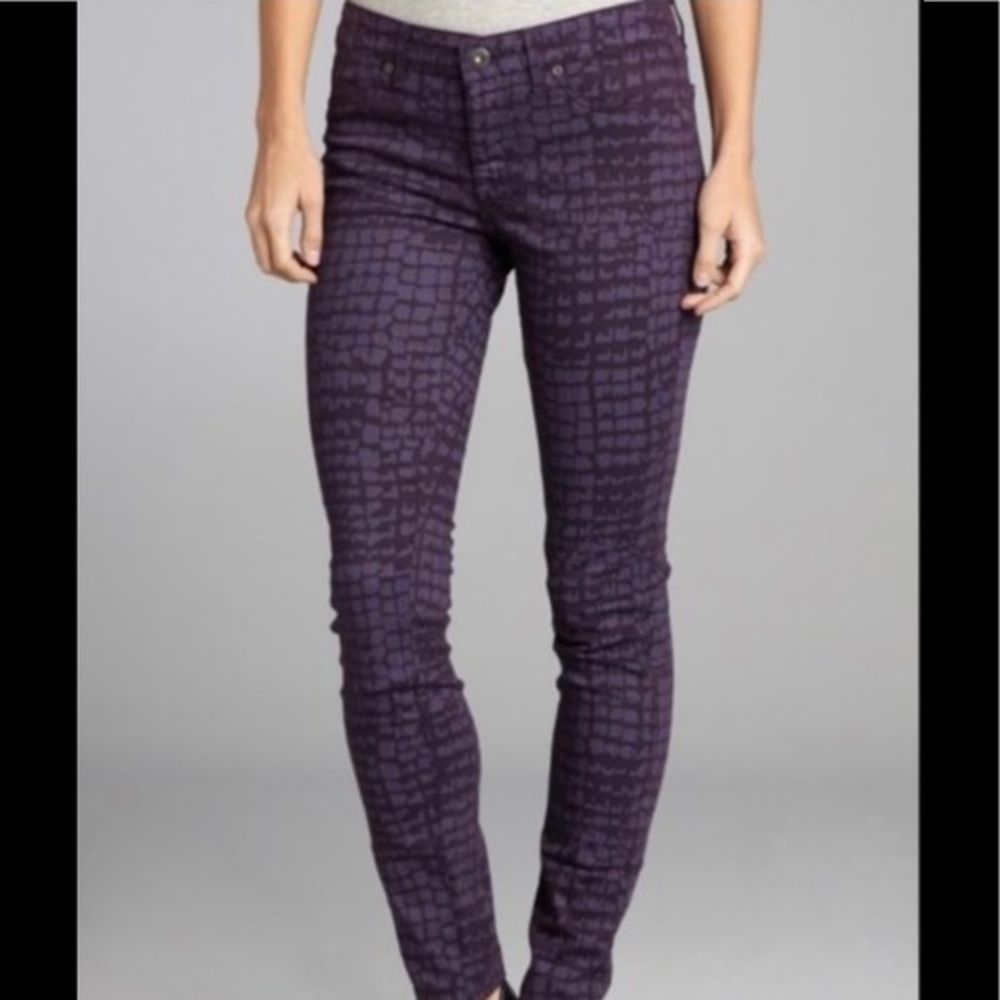 Rich and Skinny Purple Giraffe Print Skinny Jeans Mid-Rise